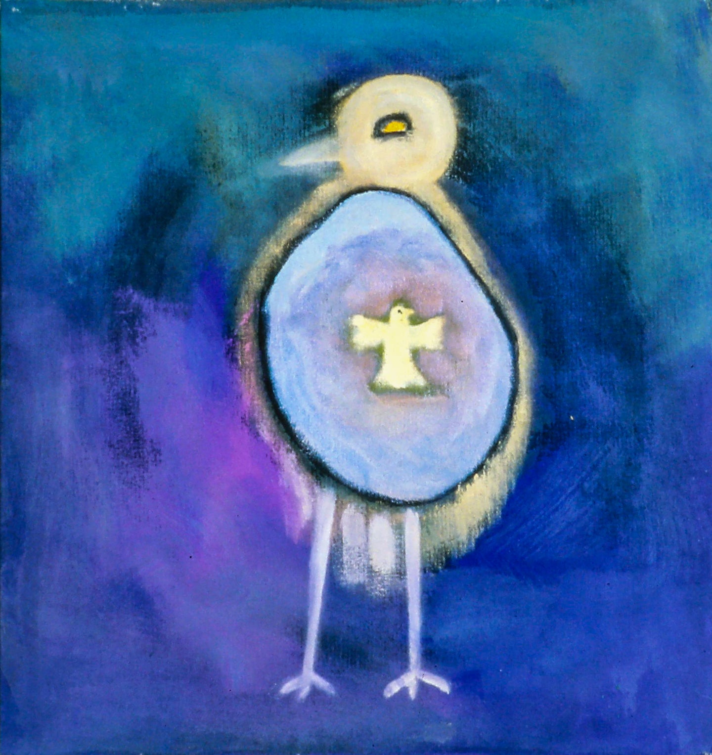 AA - Blue Humingbird Totem © 1997 16 x16 Fine Art Print