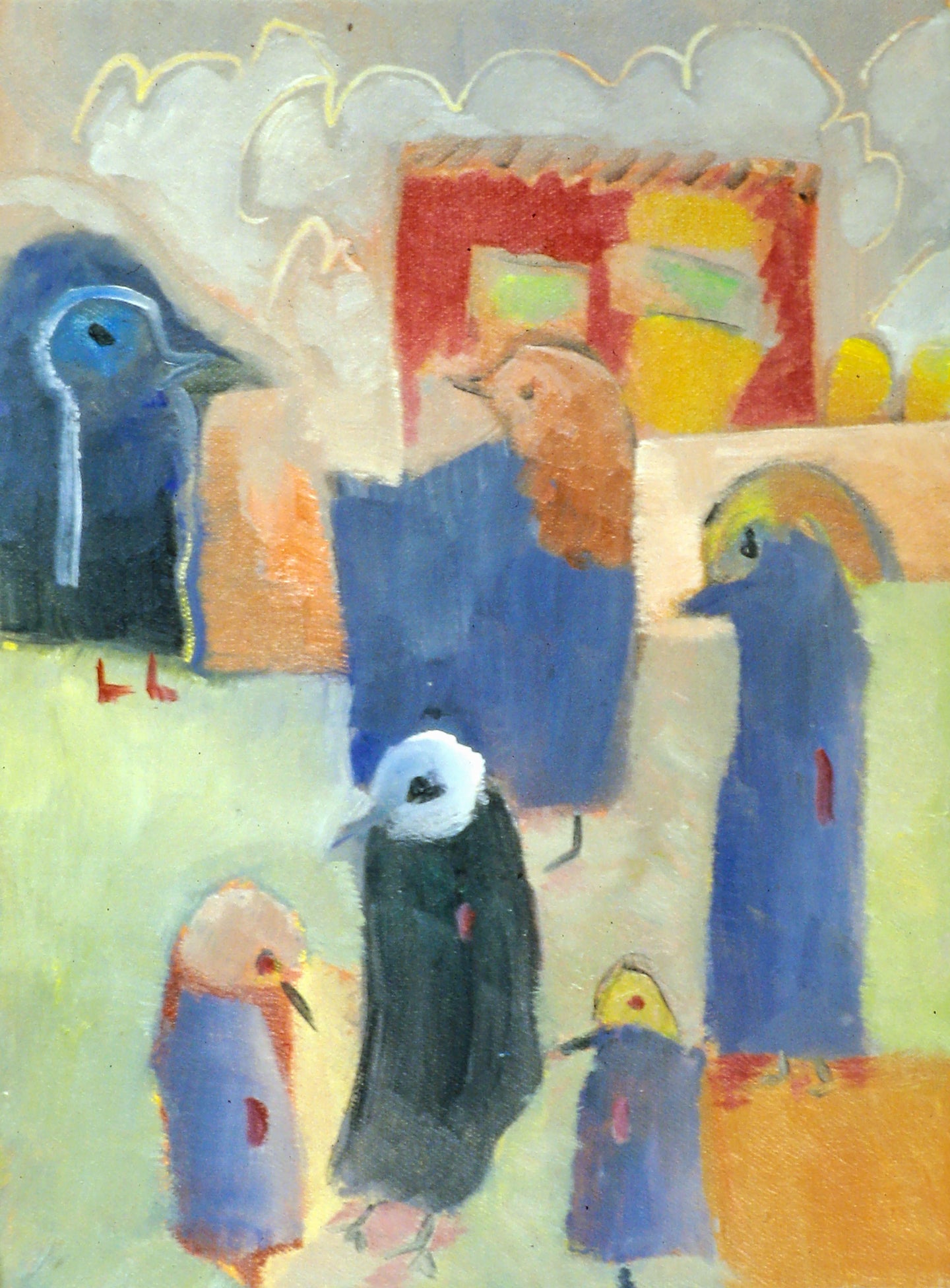 AA - Six Birds Buying a House © 2003 12 x 9  Fine Art Print