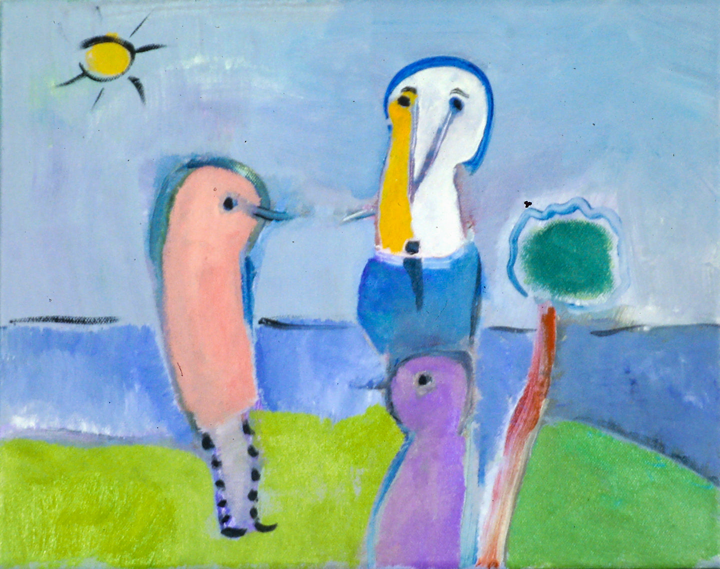 AA - Three Birds Happy to Exist © 2004 11 x 14  Fine Art Print